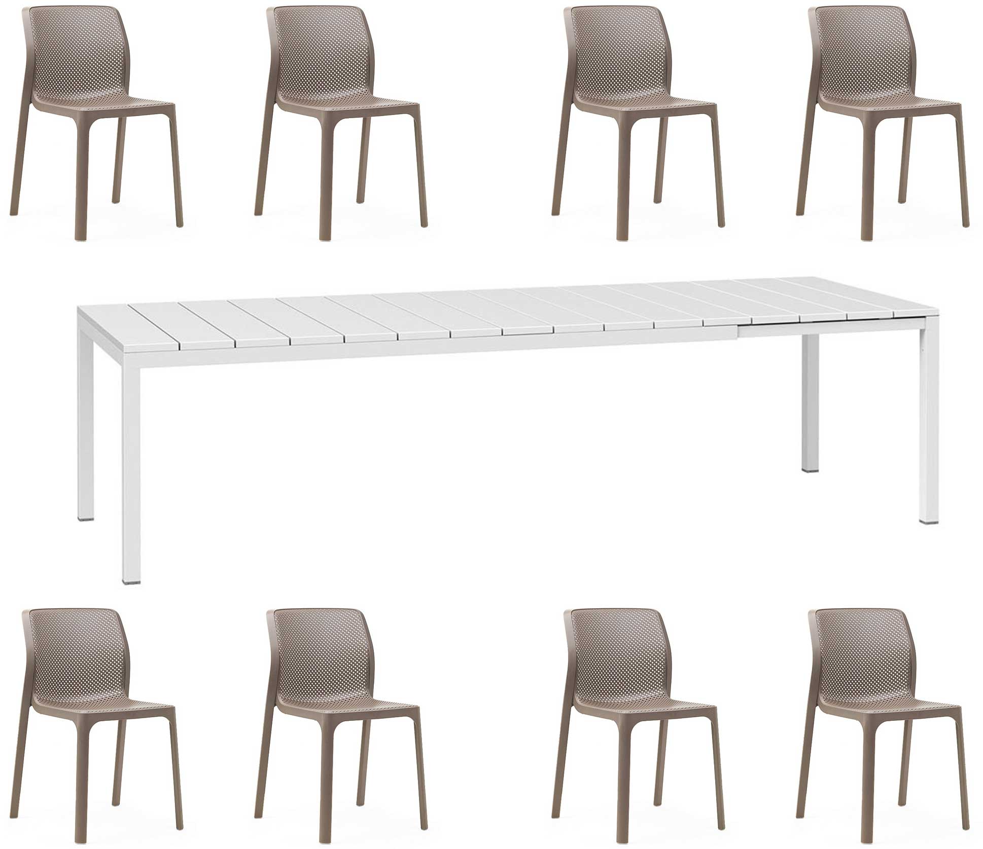 ANGEBOT: AUSZIEHBARER RIO-TISCH 210/280 CM + 8 BIT-STÜHLE IN IHRER FARBWAHL
