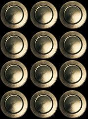 12 SOTTOPIATTI CIRCOLARI EFFETTO ANTICO ORO 33CM