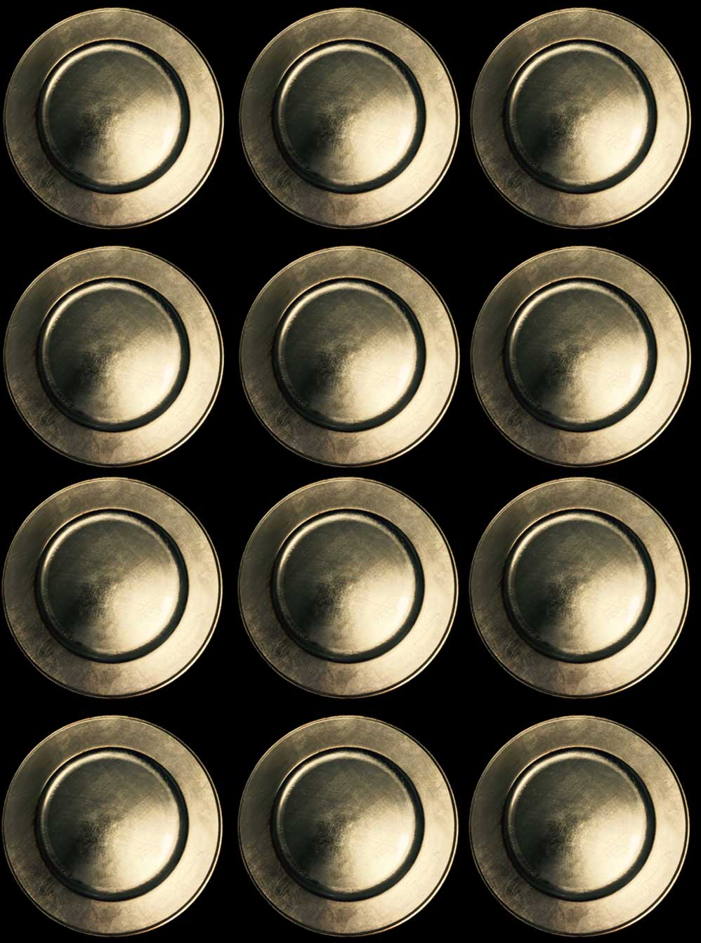 12 SOTTOPIATTI CIRCOLARI EFFETTO ANTICO ORO 33CM