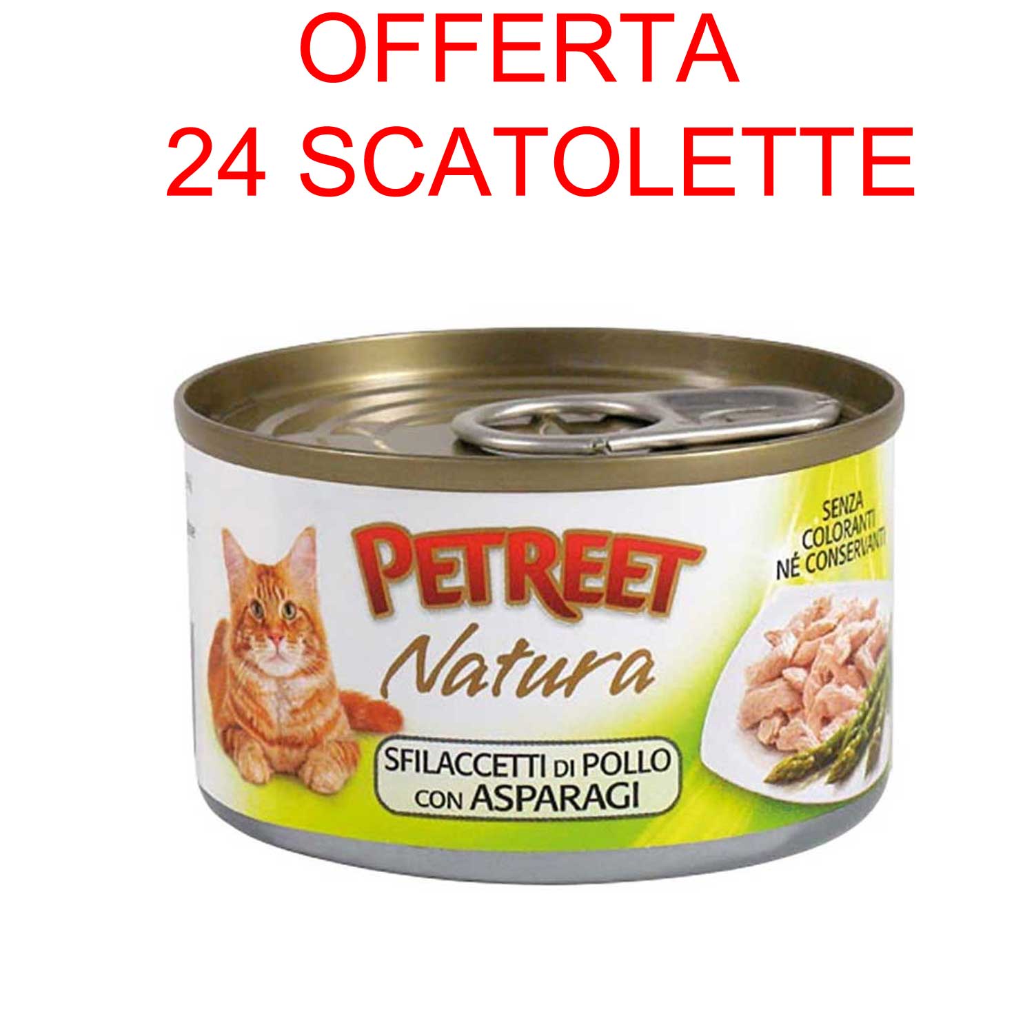 OFFERTA 24 SCATOLETTE UMIDO GATTO NATURA SFILACCETTI POLLO/ASPARAGI 70GR