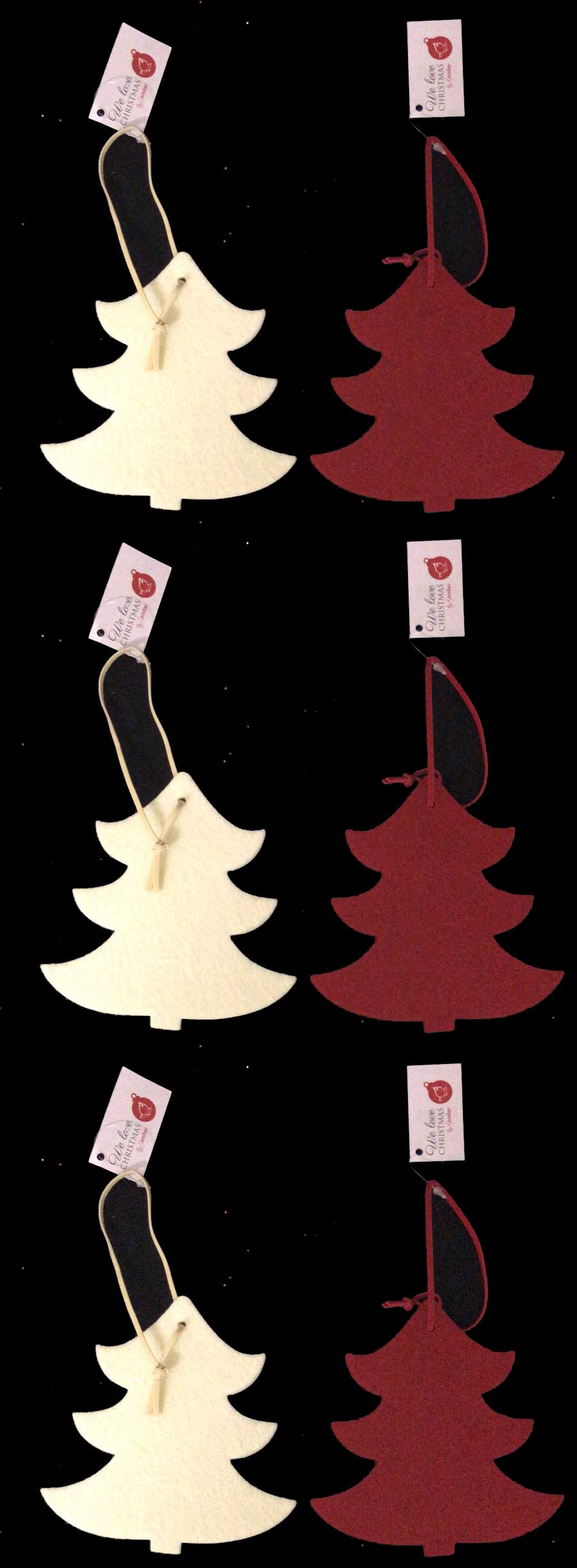 OFFERTA 6 ALBERELLI 12CM IN PANNO LENCI APPENDIBILI ASSORTITI