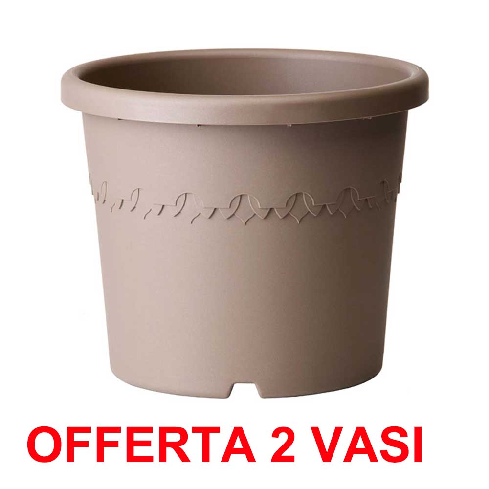 OFFERTA 2 VASO ALGARVE CILINDRO WHEELS 40CM TAUPE