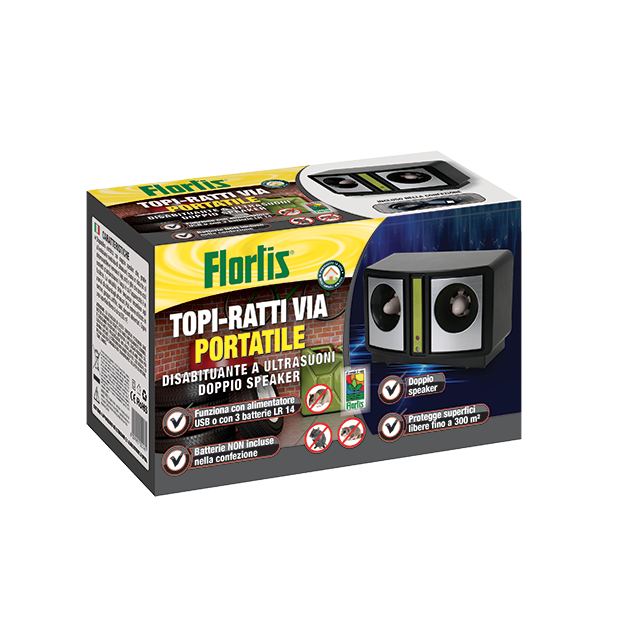 TOPI-RATTI VIA A BATTERIA - ULTRASUONI PORTATILE