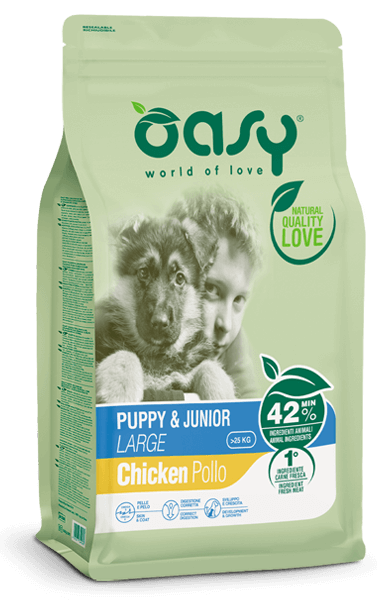 OASY SACCO CROCCHETTE CANE PUPPY JUNIOR LARGE POLLO 12KG