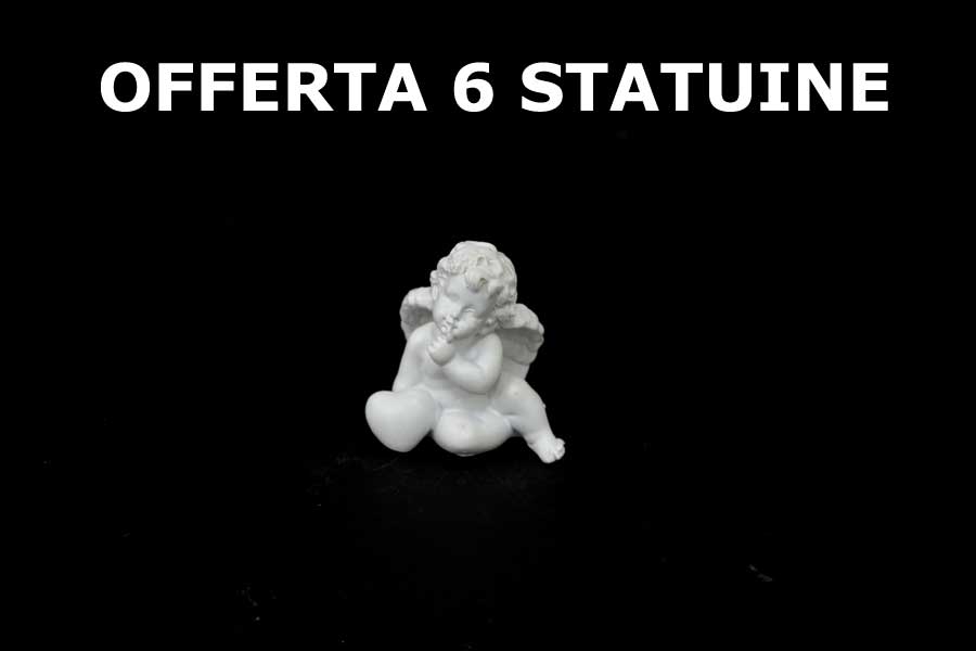 OFFERTA 6 PZ STATUINE ANGELO RESINA BIANCO 4.8X3.2X5.2 CM