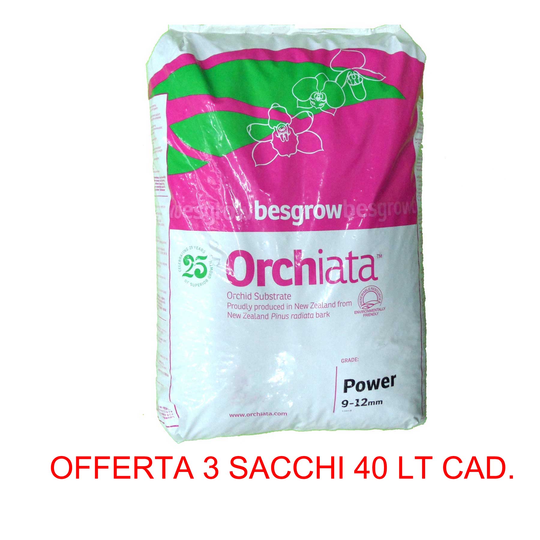 OFFERTA 3 PZ ORCHIATA POWER 9-12MM 40LT SUBSTRATO ORCHIDEE