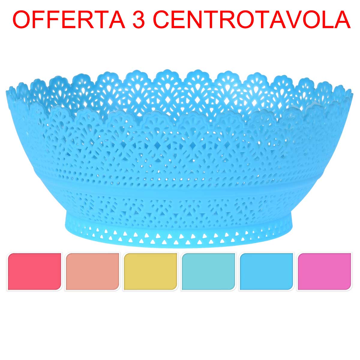 OFFERTA 3 CENTROTAVOLA 20X8CM COLORI ASSORTITI