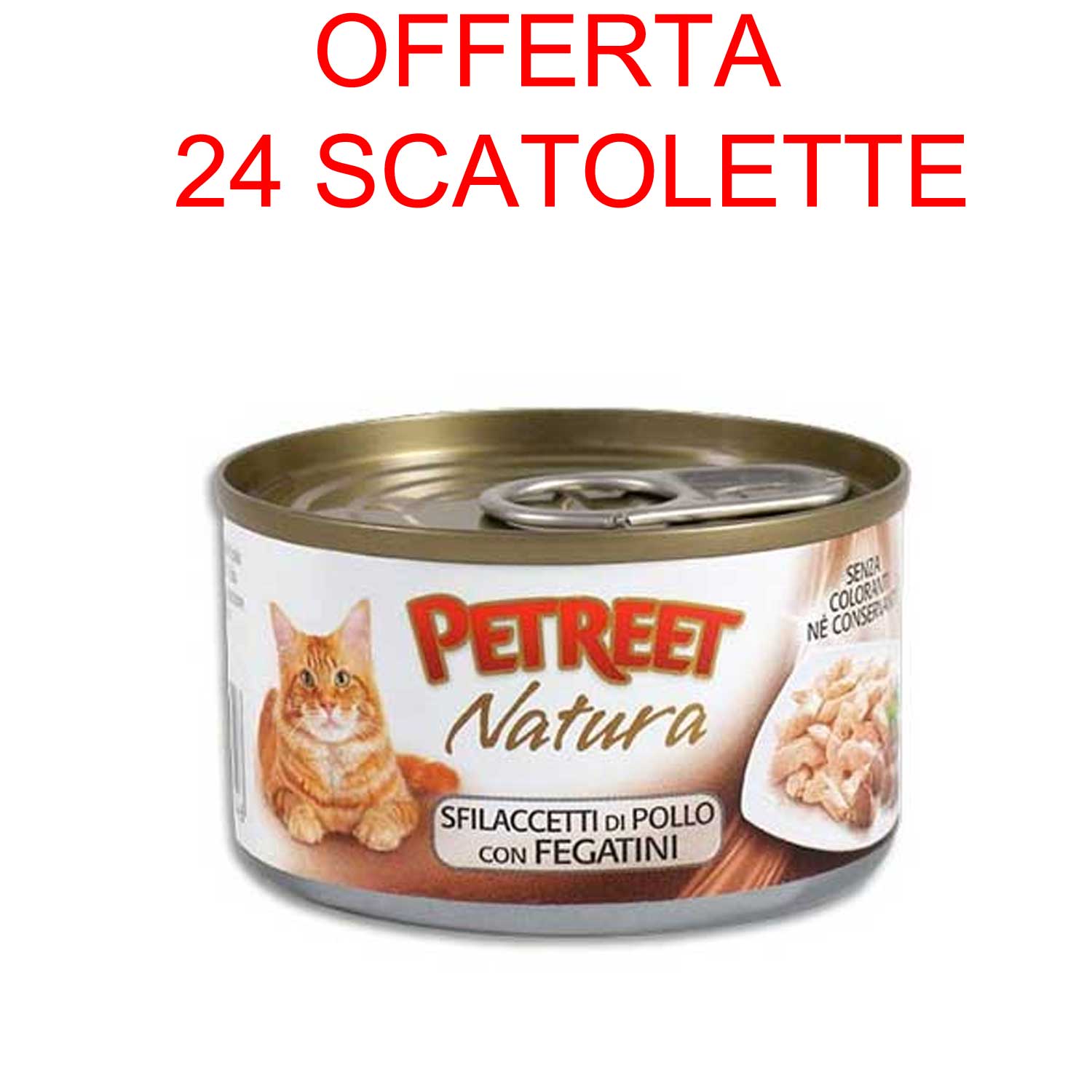 OFFERTA 24 SCATOLETTE CIBO UMIDO GATTO ADULTO NATURA POLLO/FEGATINI 70 GR