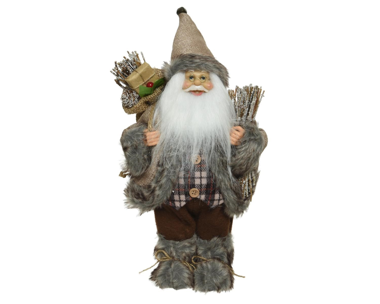 DECORAZIONE BABBO NATALE IN POLIESTERE 25X15X30 CM GRIGIO