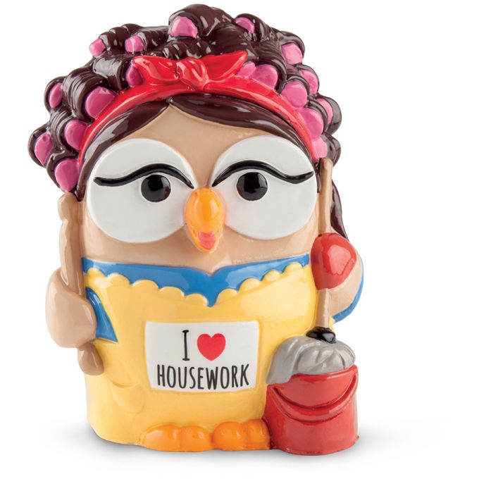 STATUINA GOOFI GUFO I LOVE HOUSEWORK 8X10 CM SALVADANAIO
