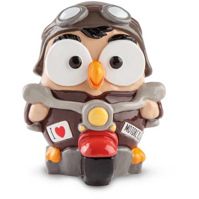 STATUINA GOOFI GUFO I LOVE MOTORCYCLING 8X10 CM SALVADANAIO