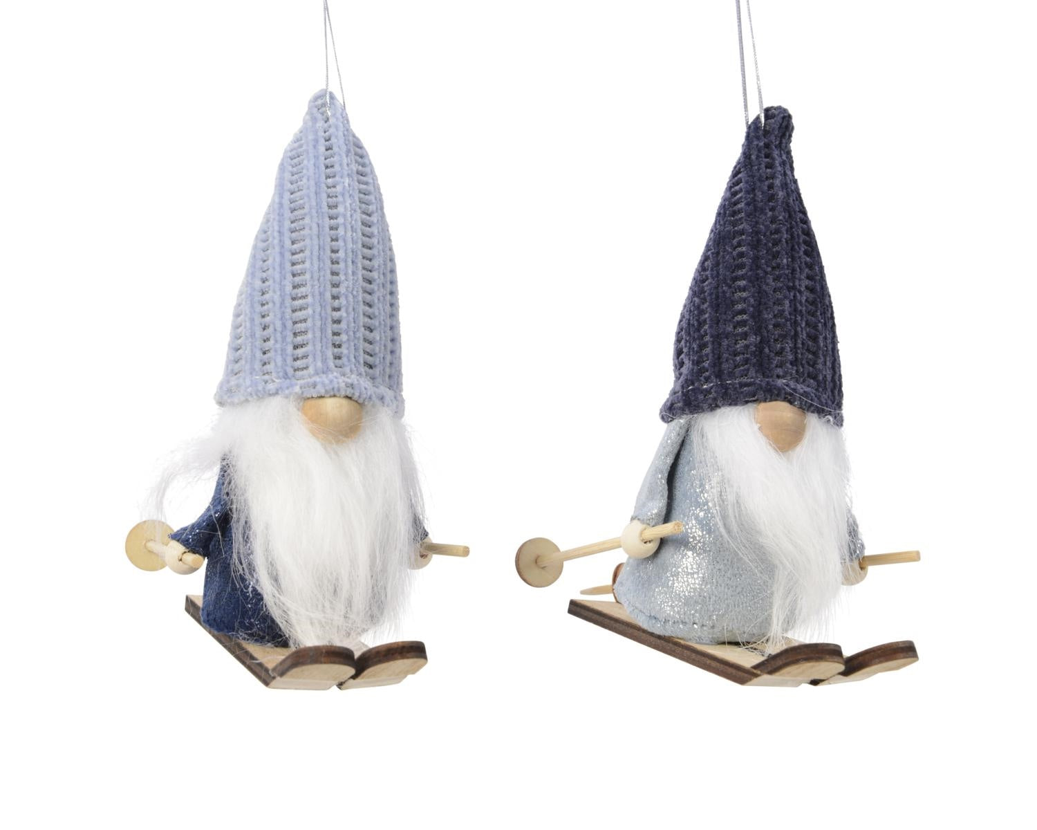 GNOMO CON CAPPELLO E SCI IN LEGNO H16CM MODELLO ASSORTITO
