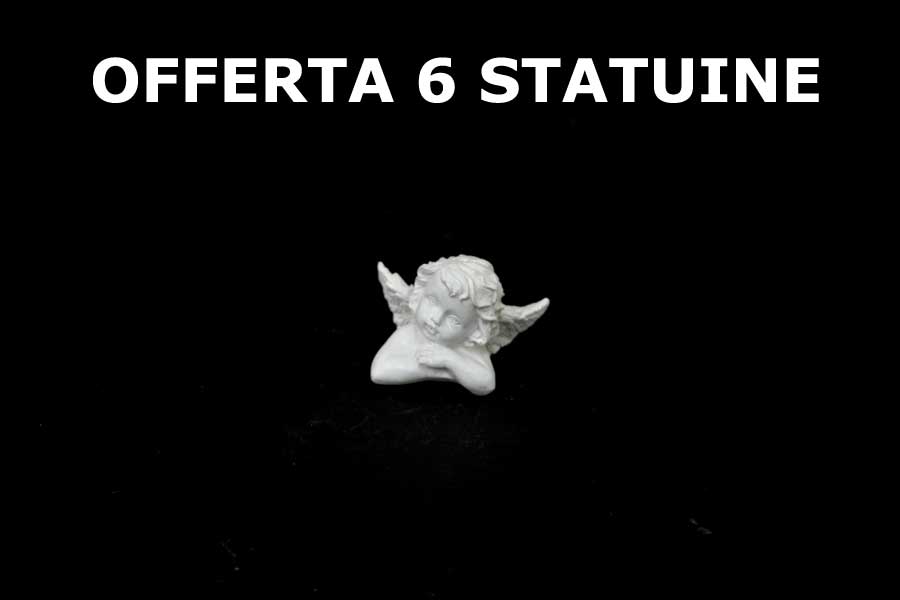 OFFERTA 6 PZ STATUINE ANGELO RESINA BIANCO 4.8X3.2X3.5 CM