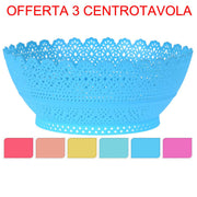 OFFERTA 3 CENTROTAVOLA 25X10CM COLORI ASSORTITI