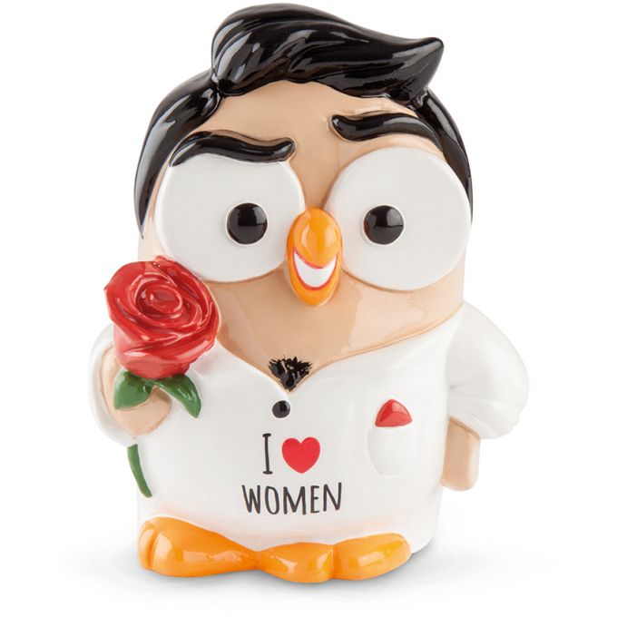 Statuina goofi gufo I love women 8x10 cm salvadanaio