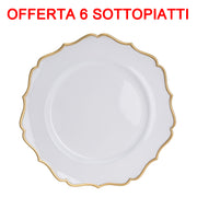 OFFERTA 6 PZ SOTTOPIATTO 33CM BIANCO E ORO