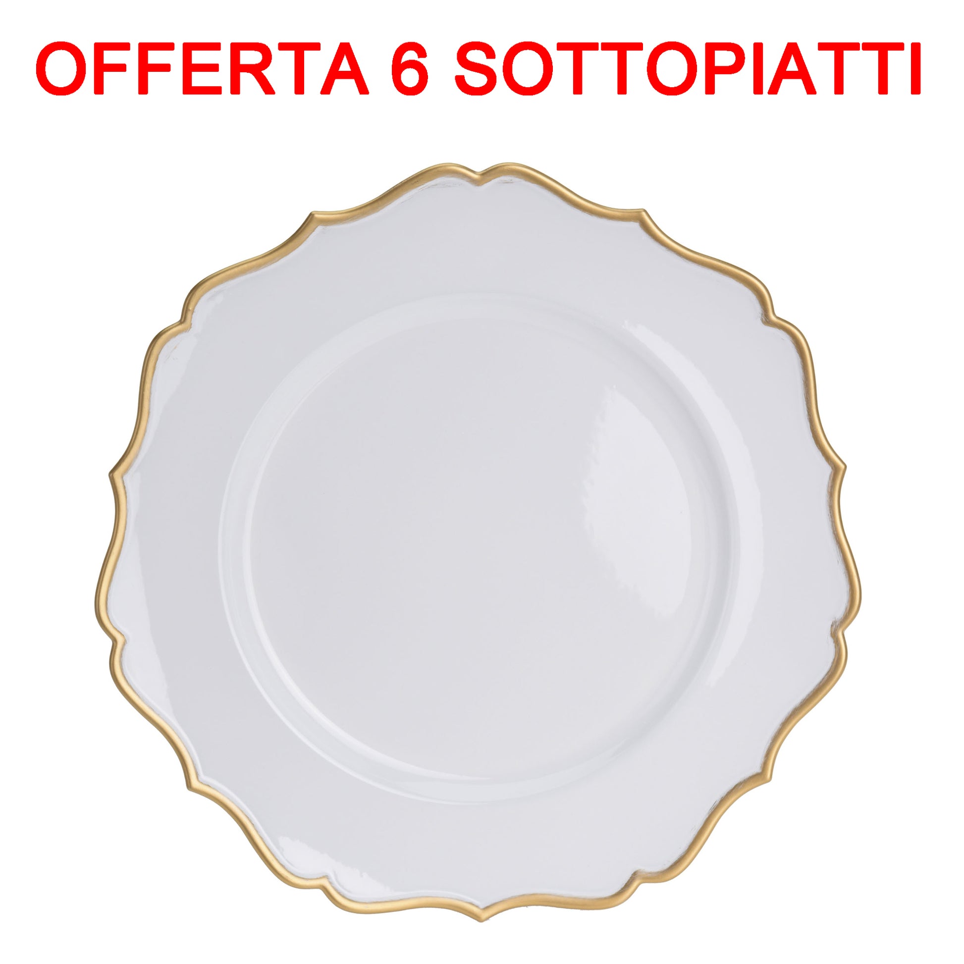 OFFERTA 6 PZ SOTTOPIATTO 33CM BIANCO E ORO