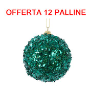 PALLINA DI NATALE 8CM CON LUSTRINI SMERALDO