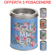 OFFERTA 3 POSACENERE IN METALLO 7X10CM DECORI ASSORTITI