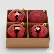 Set 4 Palline di Natale Mirrormix Assortite D10 Rosso Scuro EDG