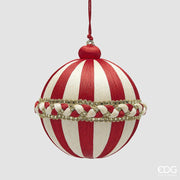 Pallina di Natale Treccia 12CM Bianco Rosso EDG