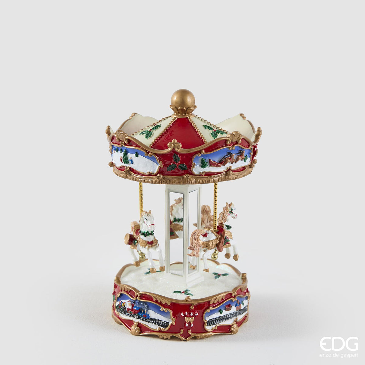 Giostra Carillon Cavalli D15.5 H25 Bianco Rosso EDG