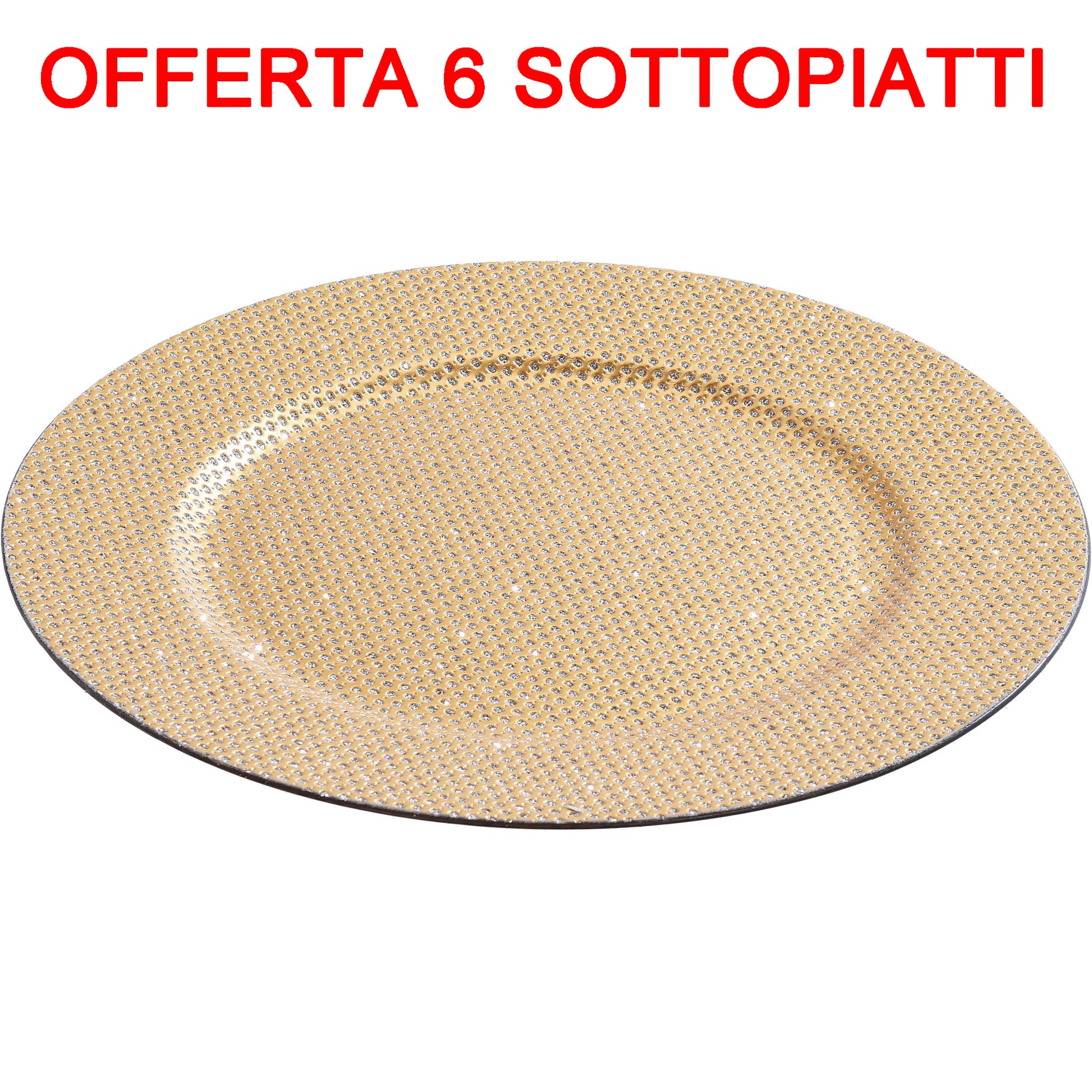 OFFERTA 6 PZ SOTTOPIATTO 33CM CON GLITTER ORO