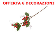 OFFERTA 6 PZ RAMO BACCHE ROSSE 48 CM