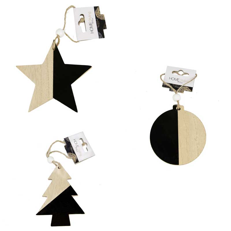 OFFERTA 3 DECORAZIONI DA APPENDERE 10CM LEGNO/METALLO ASSORTITA