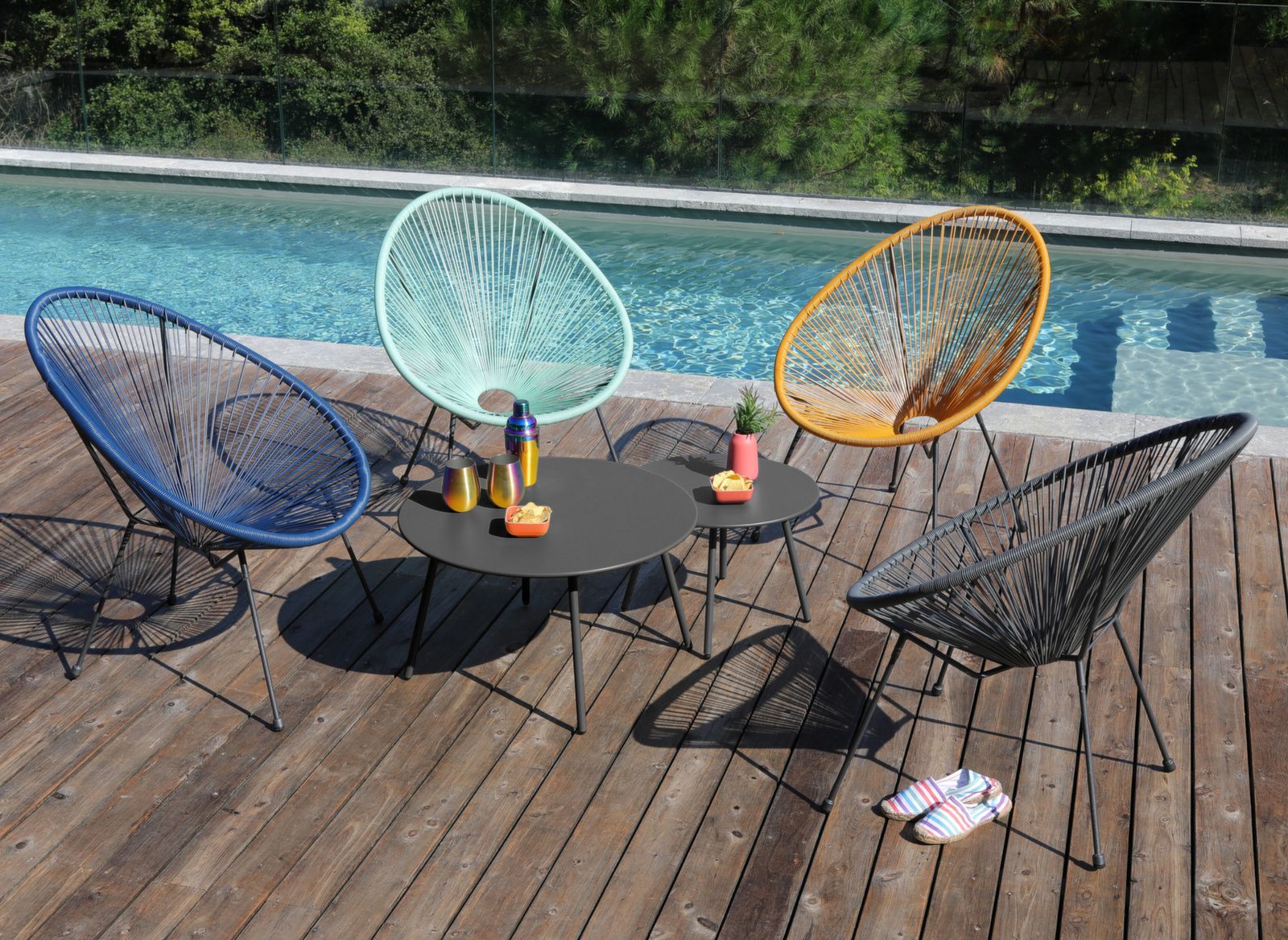 OFFERTA 2 TAVOLI BASSI RIO GIALLO MOSTARDA Ø70CM + Ø50CM