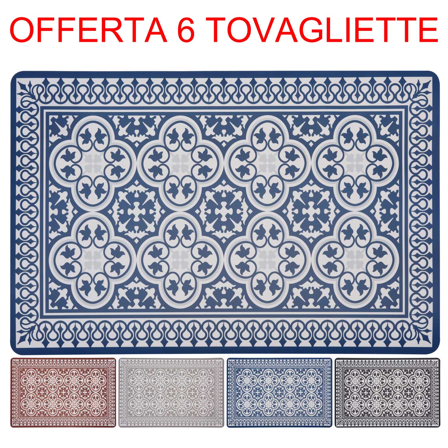 OFFERTA 6 TOVAGLIETTE AMERICANE DA COLAZIONE 43CM DECORI ASSORTITI