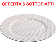 OFFERTA 6 PZ SOTTOPIATTO 33CM CON GLITTER ARGENTO