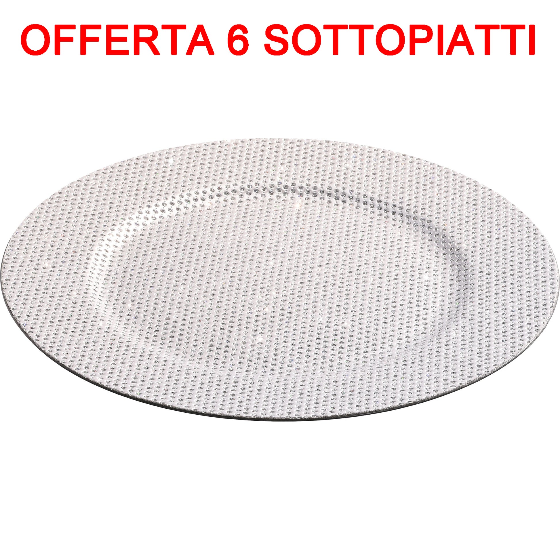 OFFERTA 6 PZ SOTTOPIATTO 33CM CON GLITTER ARGENTO