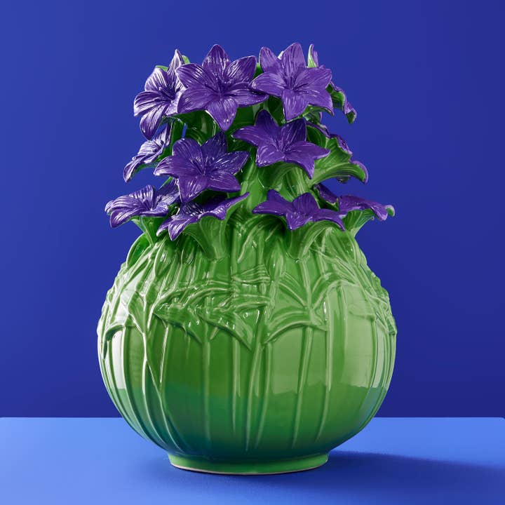 Vaso Verano in Ceramica 26.5 x 35.5 cm Verde e Viola PERAGA HOME