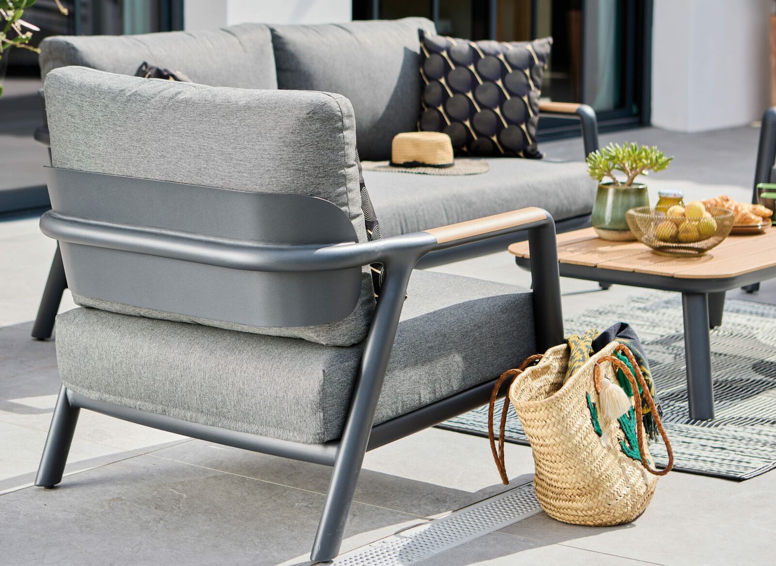 Set Salotto da Esterno Pearl 4 Pezzi Grafite