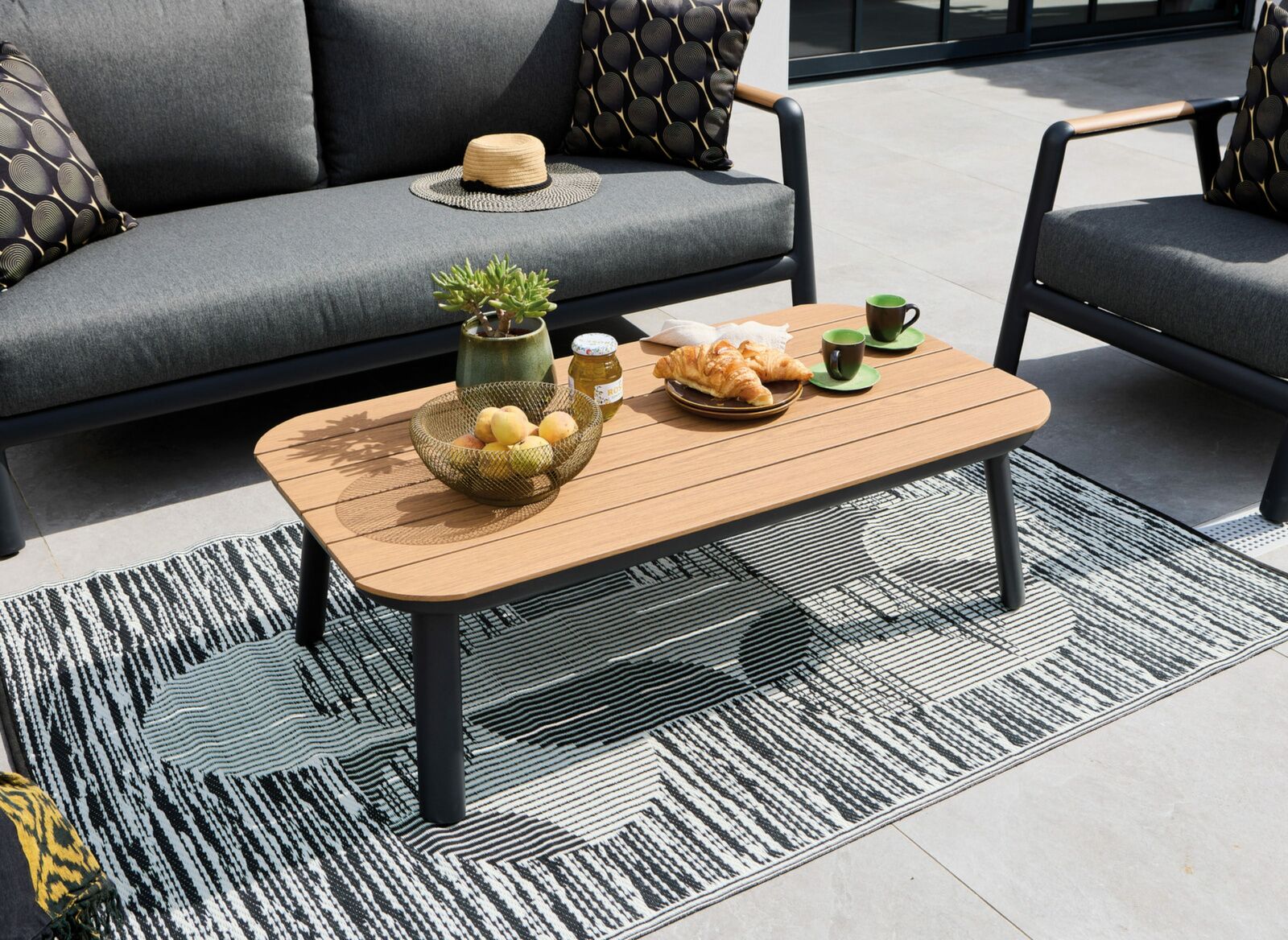 Set Salotto da Esterno Pearl 4 Pezzi Grafite