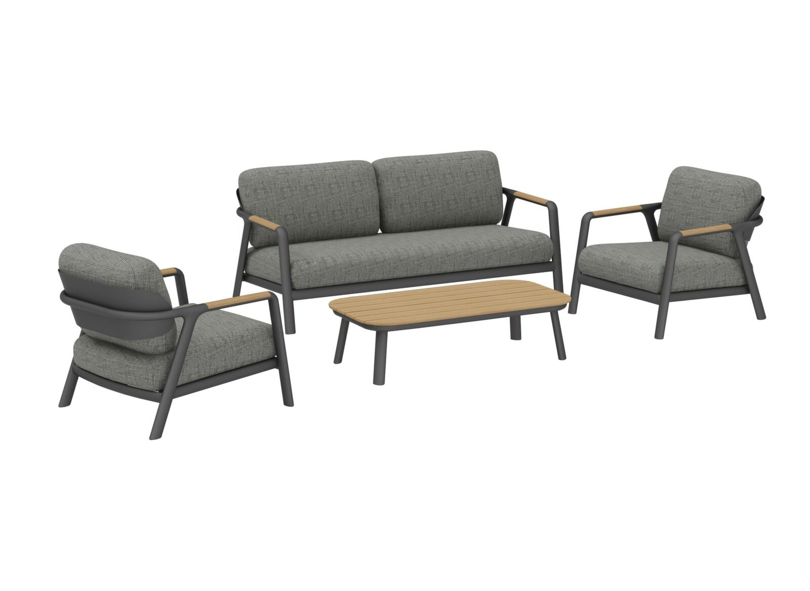 Set Salotto da Esterno Pearl 4 Pezzi Grafite