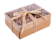 CONFEZIONE REGALO CON DECORAZIONI NATALIZIE ORO 20X5XH8.5CM