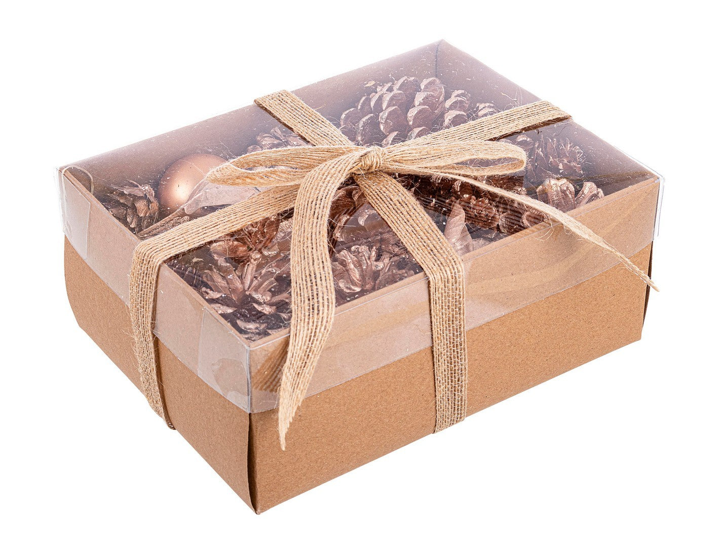CONFEZIONE REGALO CON DECORAZIONI NATALIZIE ORO 20X5XH8.5CM