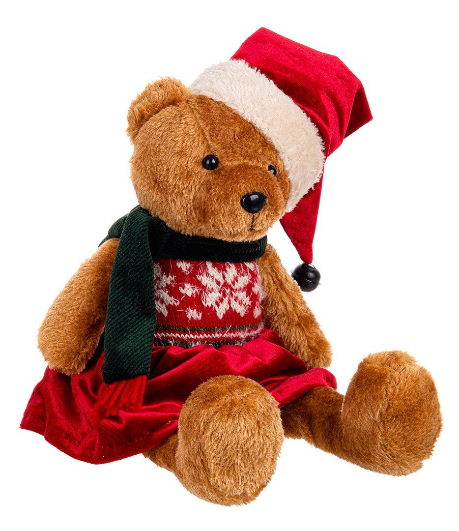 PELUCHES ORSO RALPHY CON GONNA ROSSA 15X10XH44CM