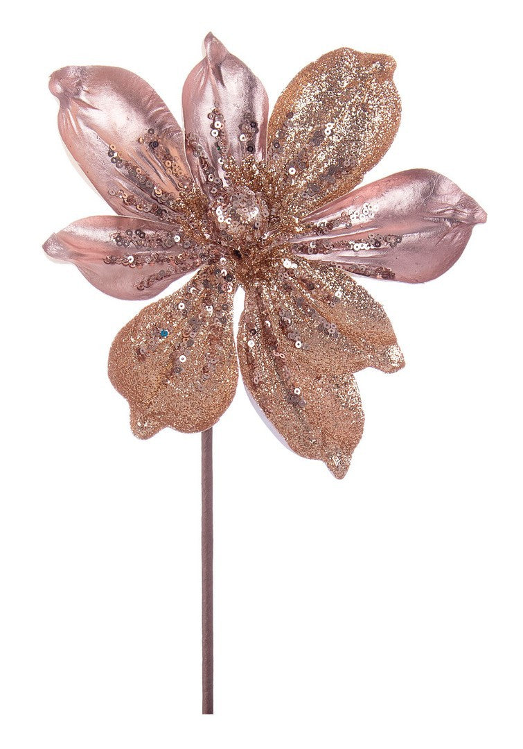 RAMO CON MAGNOLIA ROSA 18XH40CM
