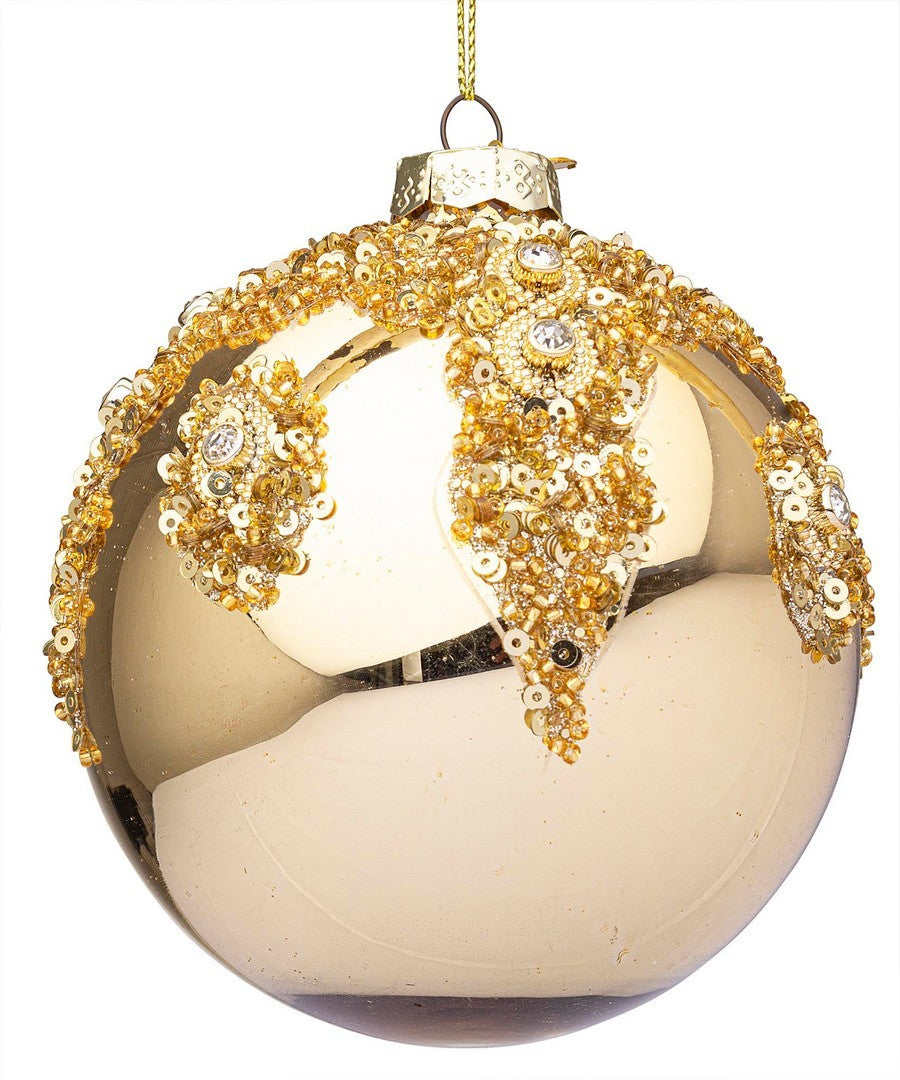 PALLINA DI NATALE ORO CON DECORAZIONE MELISSA Ø10CM
