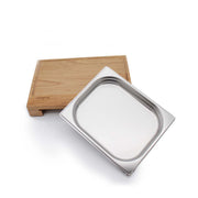 Tagliere in Rovere 43x28x7cm con Vassoio Acciaio Inox Santos