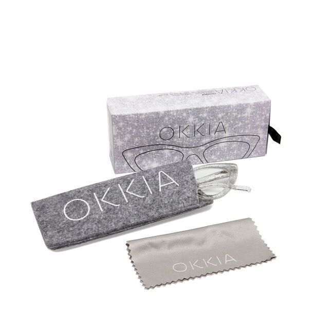 OCCHIALE MODELLO GATTO GLITTER TRASPARENTI GRADAZ. 1.00