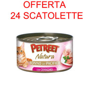 OFFERTA 24 SCATOLETTE CIBO GATTO NATURA TONNO DEL PACIFICO/GRANCHIO 70GR