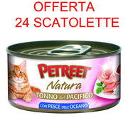 OFFERTA 24 SCATOLETTE CIBO GATTO NATURA TONNO DEL PACIFICO/PESCE DELL'OCEANO 70GR