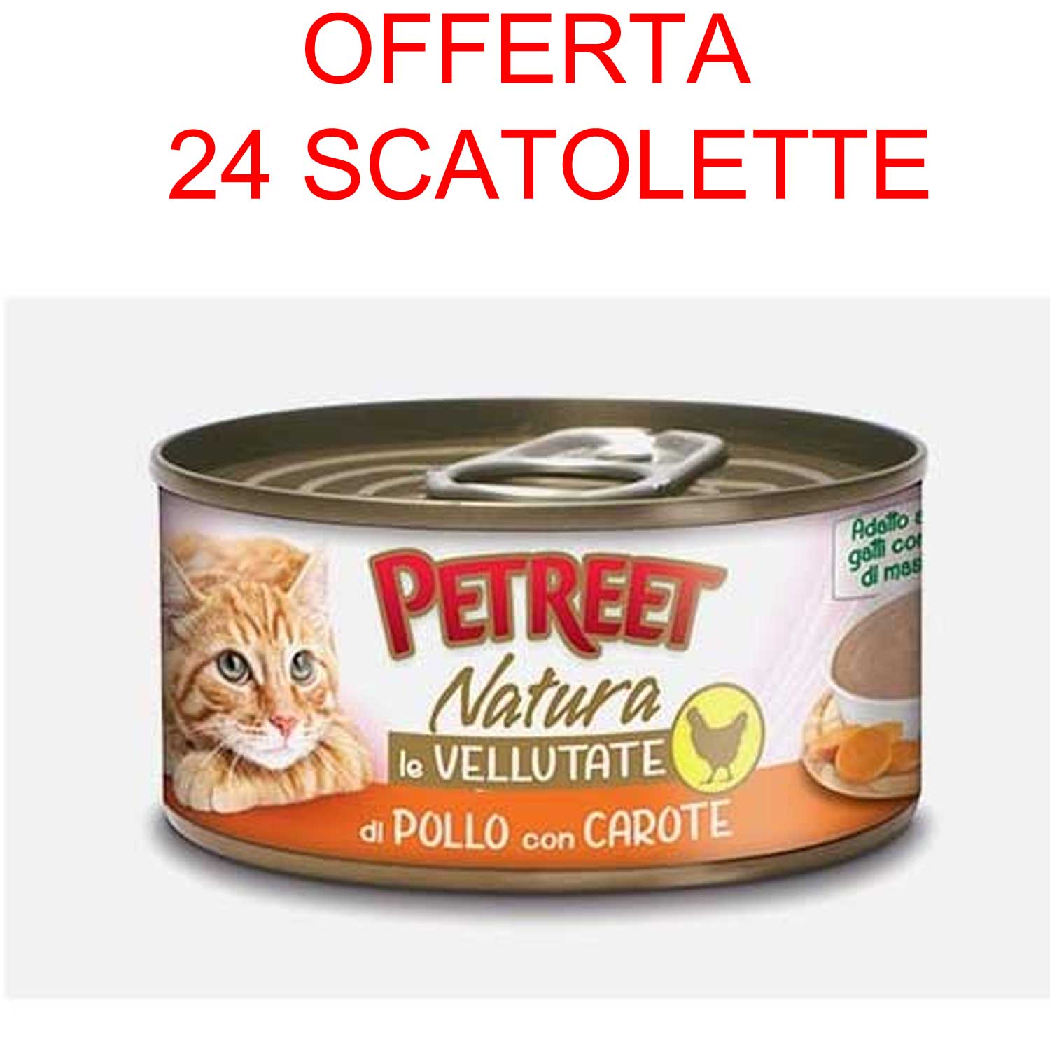 OFFERTA 24 SCATOLETTE CIBO GATTO NATURA VELLUTATE POLLO/CAROTE 70 GR