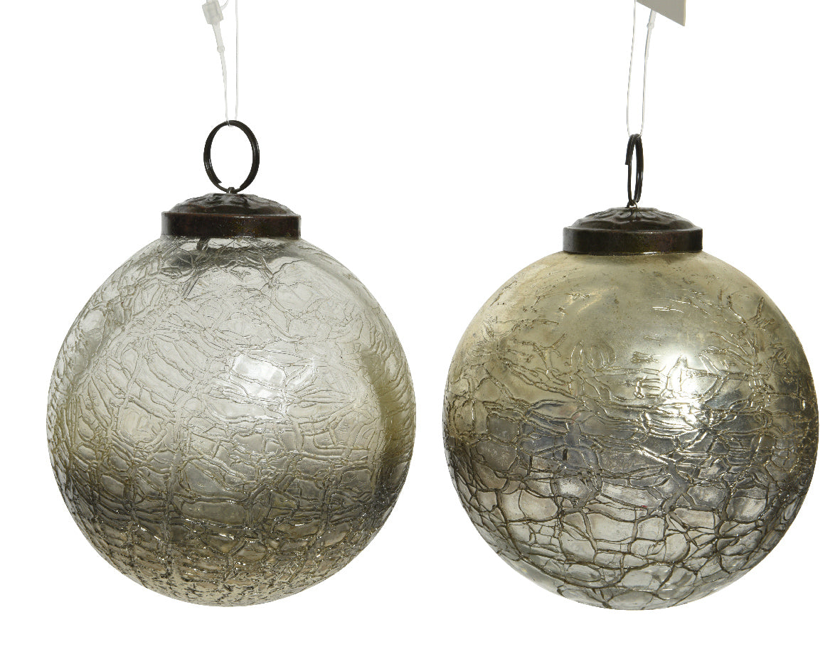 1 PALLINA IN VETRO ARGENTO D.10CM MODELLO ASSORTITO