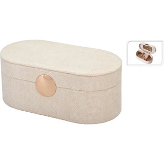 Portagioie Ovale con Specchio 25x12x10.5cm Beige