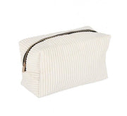 Beauty case rettangolare effetto velluto a coste, 19 x 11h cm, bianco